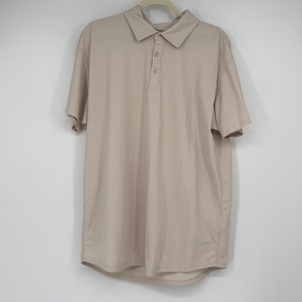 BYLT Premium Basics Men's XL Beige Drop Cut Polo Shirt Stretch Longline